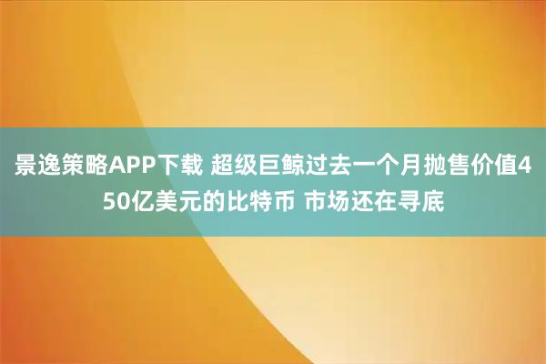 景逸策略APP下载 超级巨鲸过去一个月抛售价值450亿美元的比特币 市场还在寻底